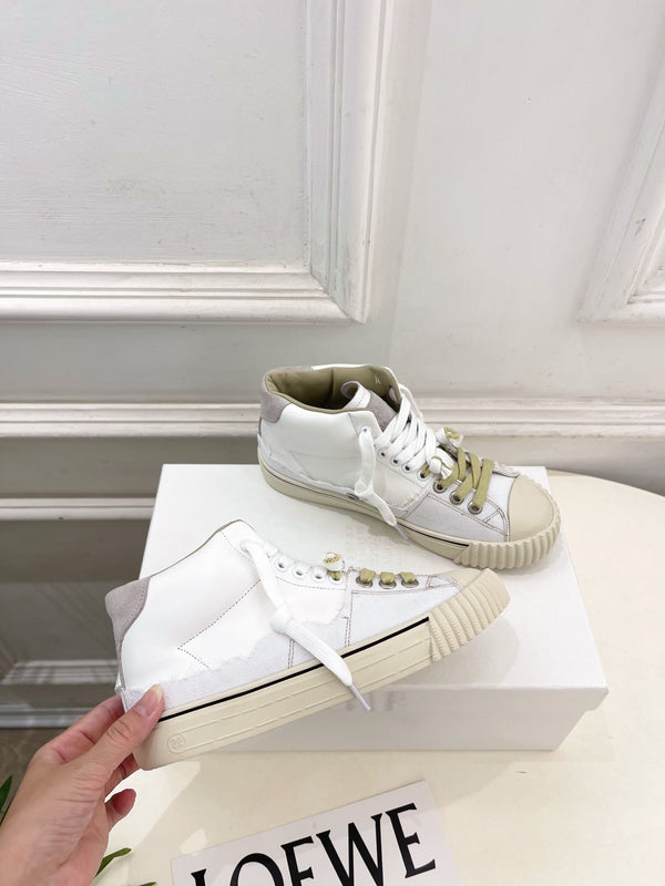 MM 26s New Evolution Mid-Top Sneakers Cream Canvas Calfskin 947483