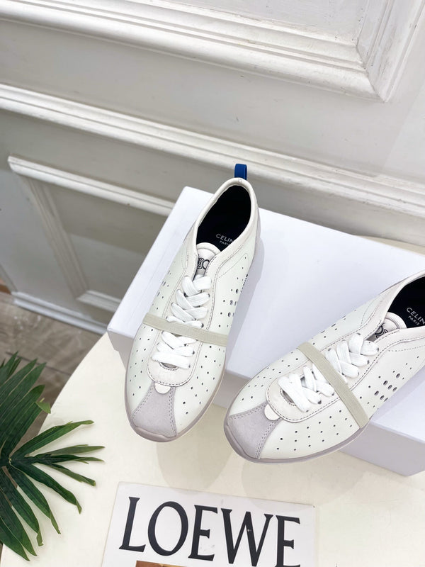 CE 26s Soft Sneaker Optic White Perforated Lambskin Suede 947589