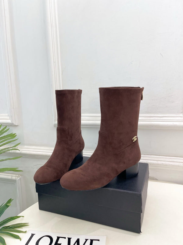CC 26S Logo Botines 4cm Brown Suede 111848