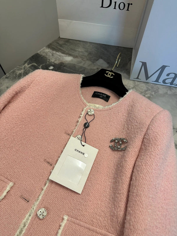 Chanel Veste 2026 Tweed de laine rose