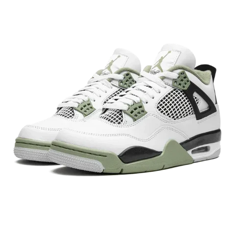 Nike Air Jordan 4 Retro White Green Black Suede