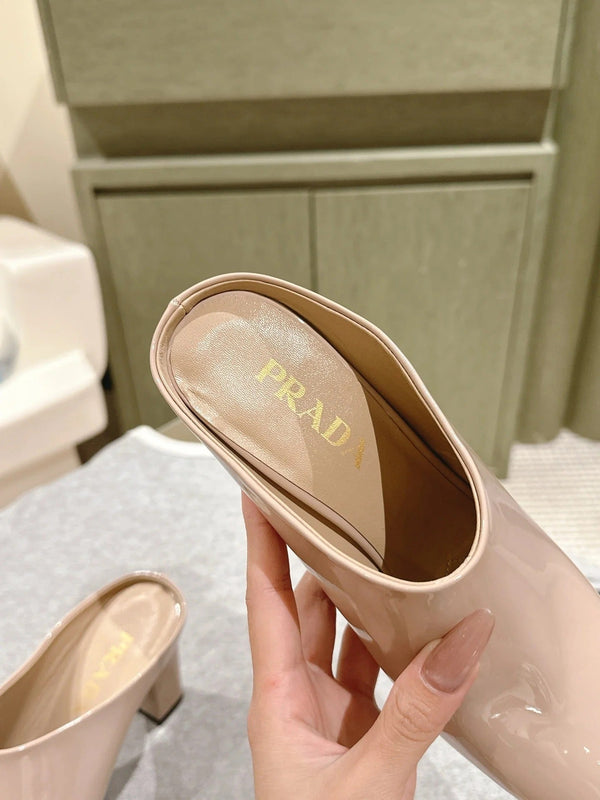 PRA 2026S Mule à talon haut 75 Cuir verni nude 657678