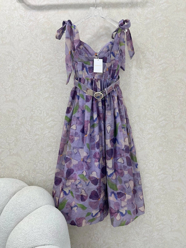 ZIMMERMANN LONG HERRINGBONE DRESS IN PLUM PURPLE 269379