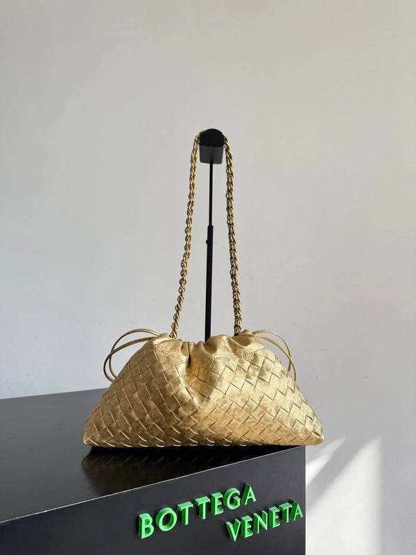 Bottega Veneta 2026 Dustbag 33cm Or Intrecciato Lamina Cuir Satiné 137019