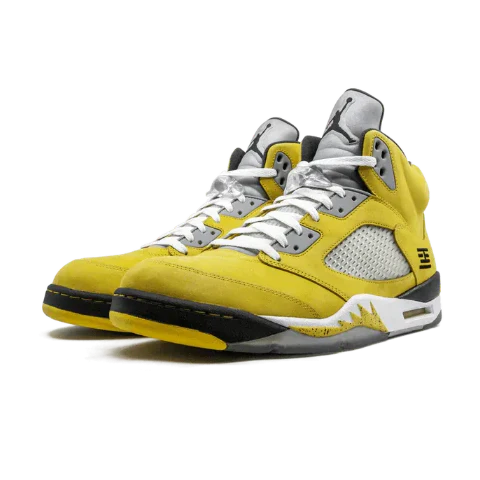Nike Air Jordan 5 Bright Yellow Suede Mesh