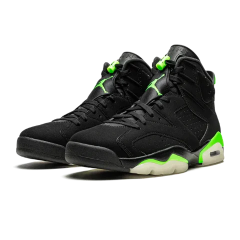Nike Air Jordan 6 Retro Black Neon Green Velvet Leather