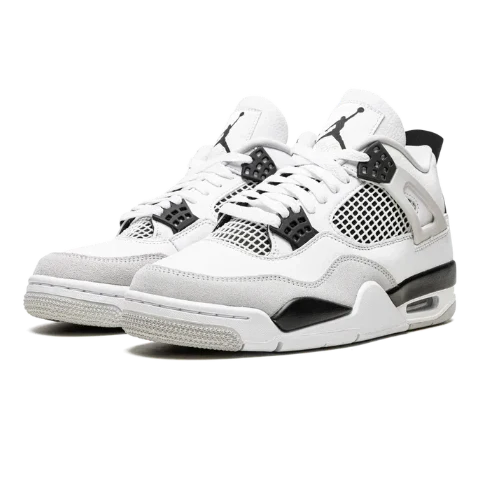 Nike Air Jordan 4 White Gray Black Suede Leather