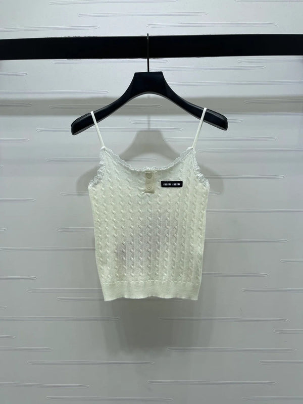 Miumiu 2026 Lace-Trimmed Knit Camisole Wool