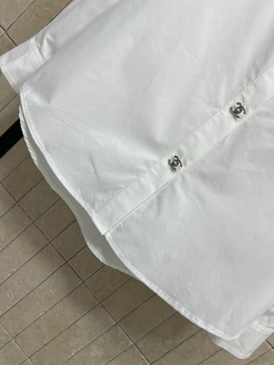 Chemise brodée logo Chanel 2026 coton blanc 356991