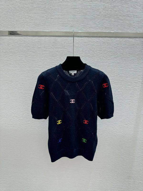 Chanel 2026 Col Rond Tricoté Manches Courtes Laine 132741