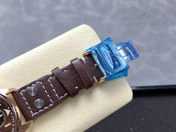 IWC Grande Montre d'Aviateur 46 mm Cadran Marron Boîtier Or Rose Bracelet Cuir