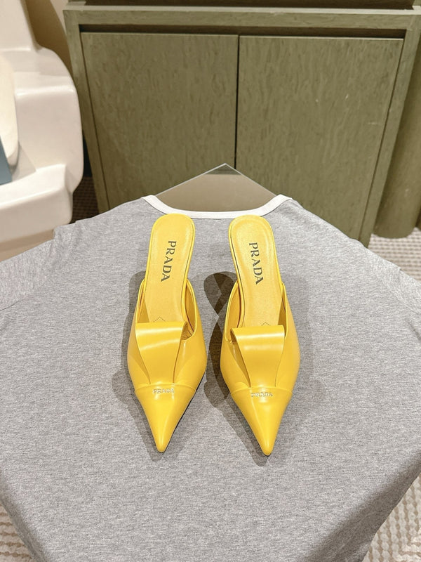PRA 2026S Mule à talon haut 80 Cuir de mouton jaune 657668