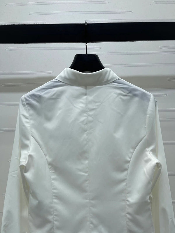 Chemise à manches longues brodée en dentelle Miumiu 2026 polyester noir et blanc 356380