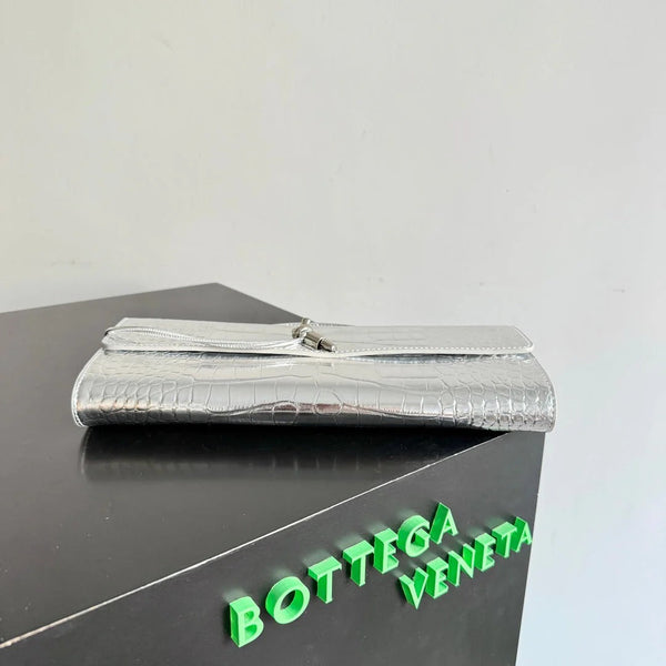 Bottega Veneta 2026 Sac Andiamo 31cm Cuir gaufré crocodile Argent 137072