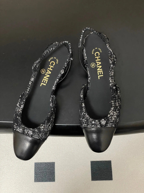 CC 26s Slingback Black Tweed Sheepskin 649420