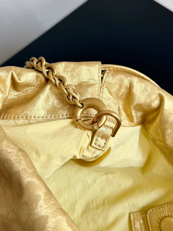Bottega Veneta 2026 Dustbag 33cm Or Intrecciato Lamina Cuir Satiné 137019