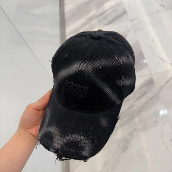 CAPPELLINO DA BASEBALL MM IN TESSUTO NERO EFFETTO ANTIQUATO STILE 4