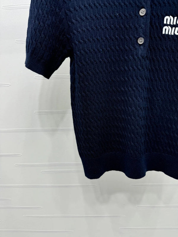 MIUMIU KNITTED POLO SHIRT WHITE 274841