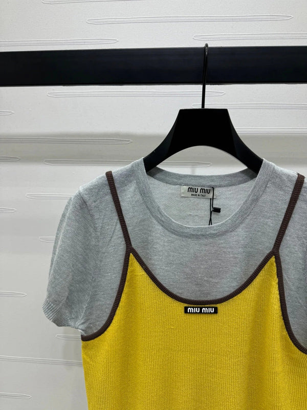 MIU 25S TOP IN MAGLIA 2 PEZZI CON SPALLINE 264132