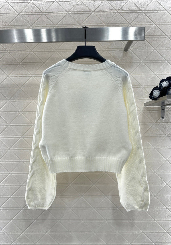 Pull ras-du-cou raglan en laine blanc CC 26 331351