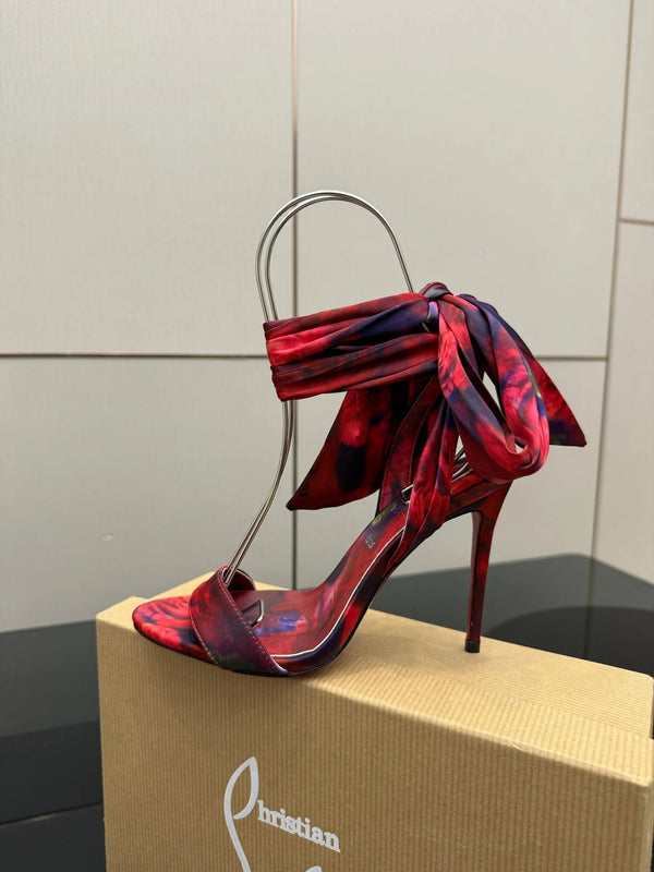CL 2026 Heeled Sandals 100mm Printed Crepe Satin 791569