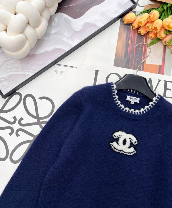 CC 26 Pull en maille bleu marine Laine Cachemire 785142