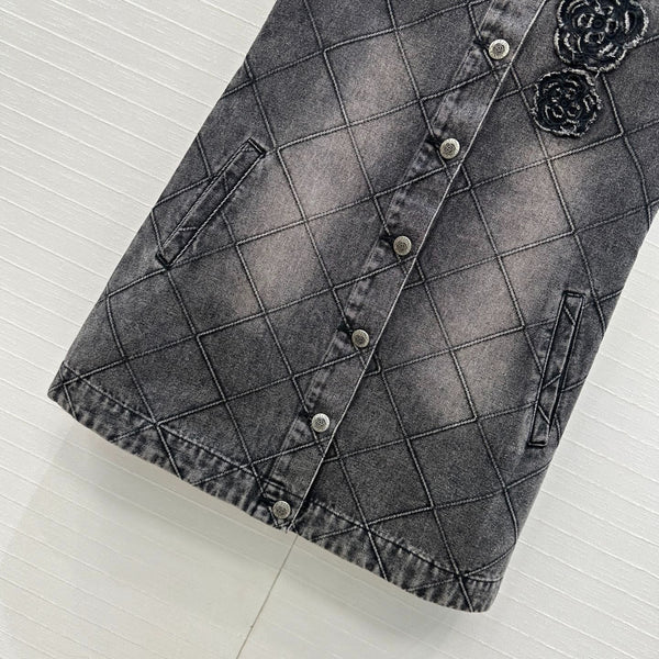 ABITO GILET IN DENIM CHANEL CON MOTIVO A ROMBI 276108