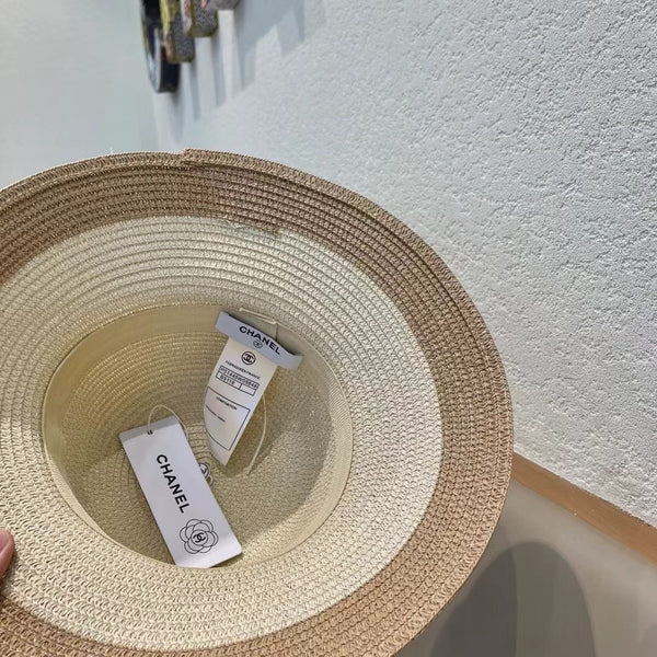 STRAW BUCKET HAT WINDSOR GREIGE WITH PEARLS 672763