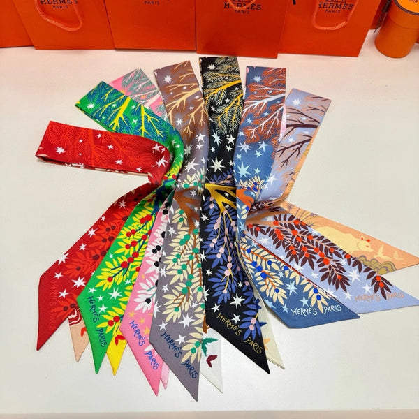 HERMES 25S SILK NECKERCHIEF 86 IN SILK 714355