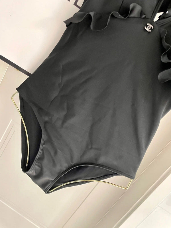 CC BIKINI COSTUME DA BAGNO NERO CON BORDI A VOLANT 622180