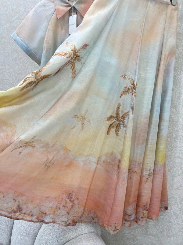 ENSEMBLE CHEMISE MANCHES COURTES ET JUPE LONGUE TAILLE HAUTE ZIMMERMANN 275079