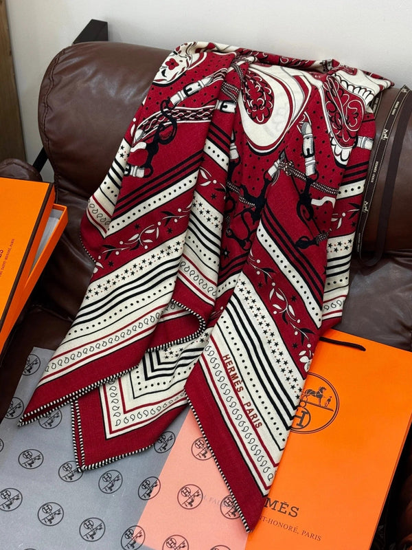 HERMES 25S SCARF 140 IN CASHMERE SILK 727317