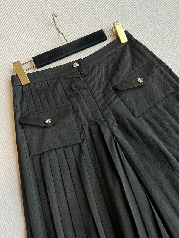 CHANEL PLEATED WIDE-LEG TROUSERS STYLE 30