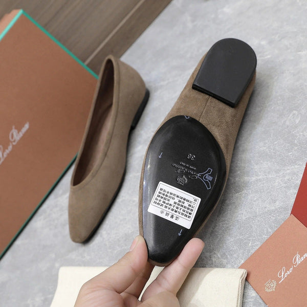 Classic Ballet Shoes In Heavy Brown Suede