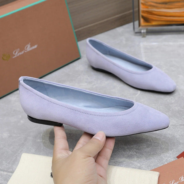 Classic Ballet Shoes In Pastel Purple Suedue