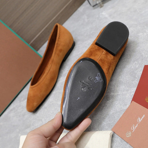 Classic Ballet Shoes In Bronze Brown Suede