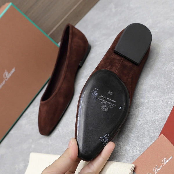 Classic Ballet Shoes In Brown Suede