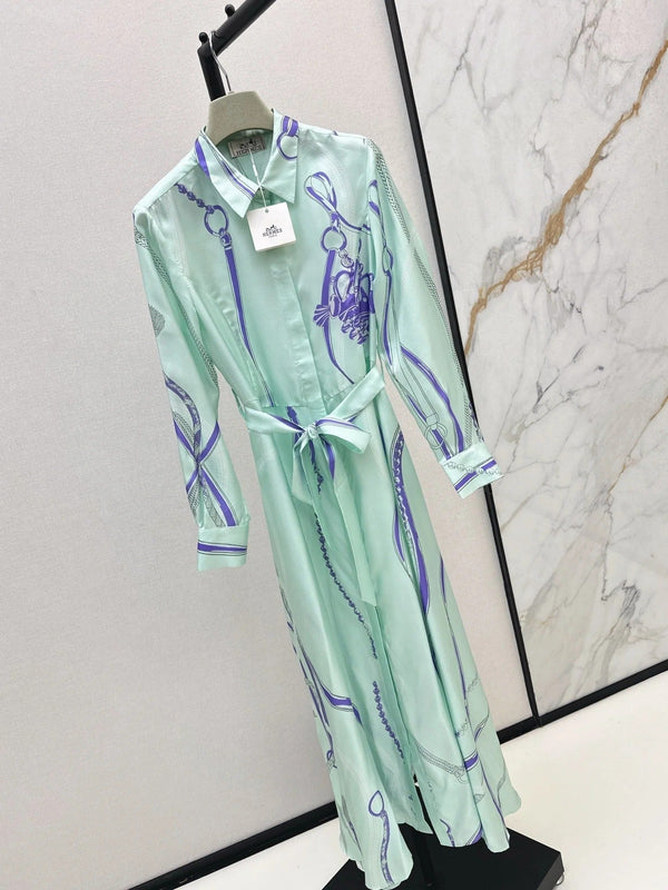 HERMES 25S LONG SILK DRESS 022