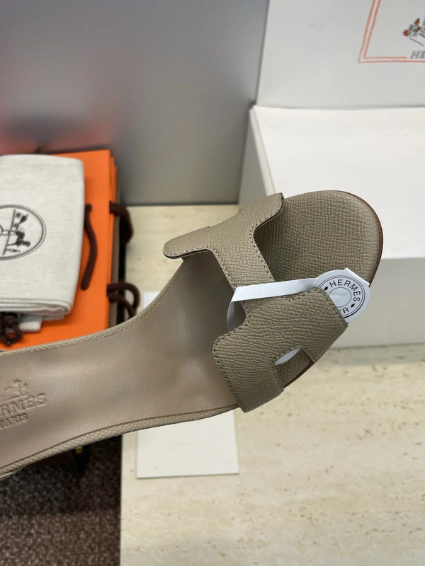 Sandales à talon HM 26ss 105 Taupe cuir de vachette 607127