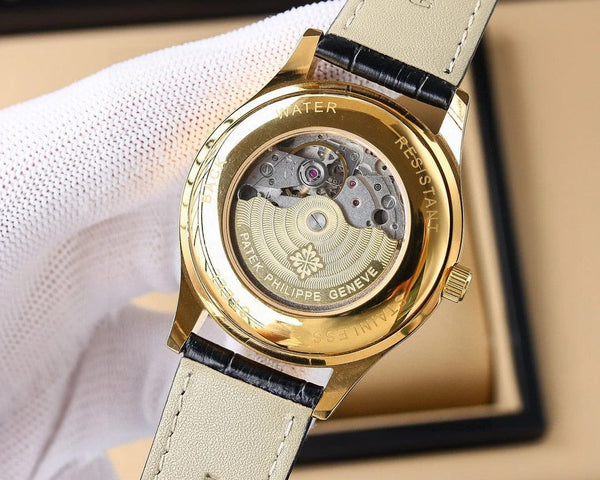 Patek Philippe Calatrava 40mm Gold Case Gold Dial Black Leather Strap