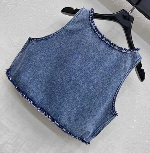 Chanel 2026 Gilet en jean Coton bleu 356145