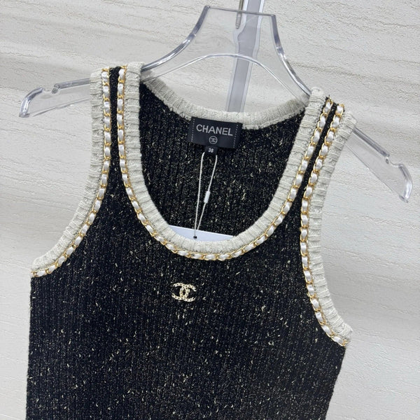 Chanel 2026 Haut Tricot Sans Manches Laine Cachemire Noir 356943
