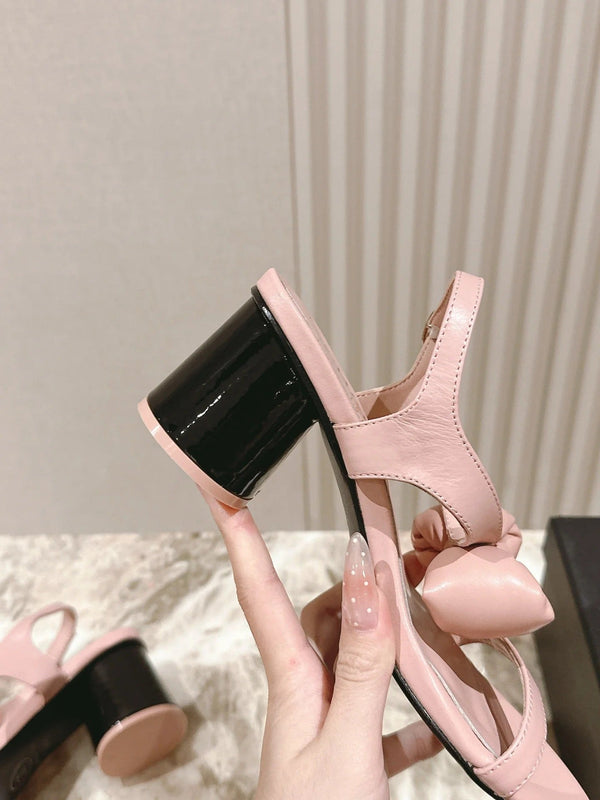 Sandales à nœud CC 26s 55 cuir de vachette rose 658466