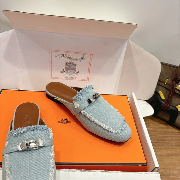 HM 26ss Mule Light Blue Denim Leather 638474