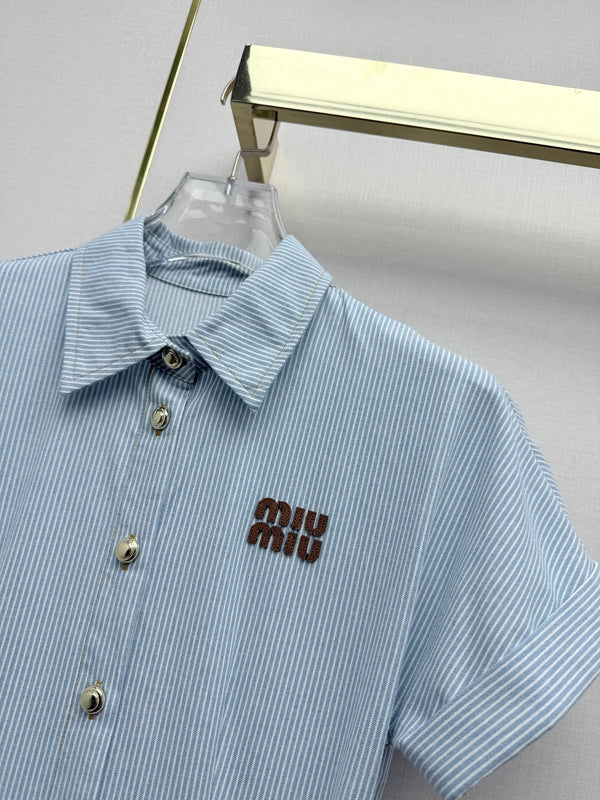 Robe Chemise Miumiu 2026 Coton Bleu 351552