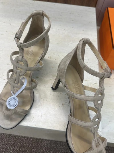HM 26ss High Heels Sandals 70 Beige Suede 633220