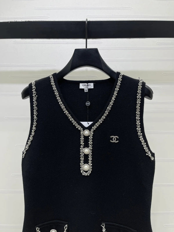 Chanel Robe Gilet 2026 Laine Acrylique Noire 136376