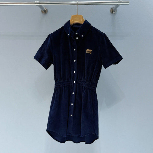 Robe chemise Miumiu 2026 en coton bleu coupe slim