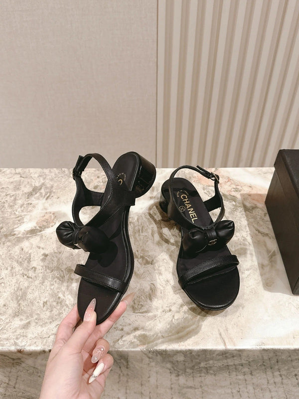 Sandales CC 26s à nœud en cuir de vachette noir 658471