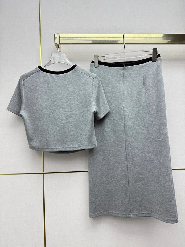Ensemble jupe et T-shirt Chanel 2026 Coton gris 354770